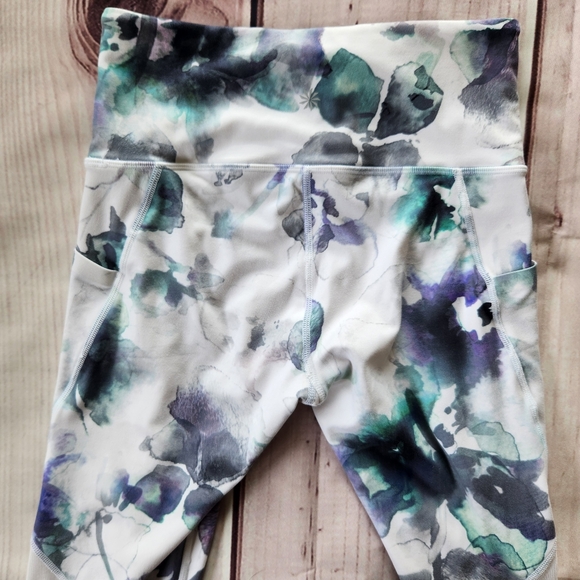 Athleta "Floral Mudra 7/8 Leggings" High Rise White Mesh Panel | Women's Size XS - Picture 8 of 11